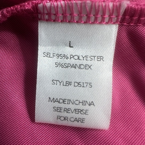 See and Be Seen Women Dress L Cassini Hot Pink Velvet Shift Ruffle Hem Retro - Picture 16 of 16